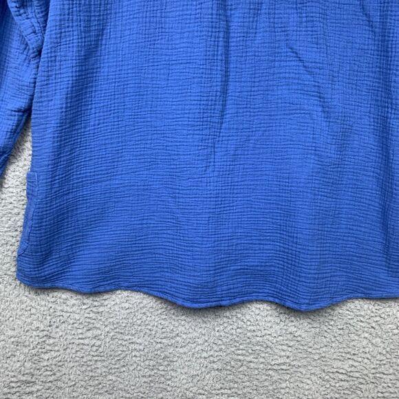 Soft Surroundings Shirt Womens 2X Blue Santorini Gauze Tunic Coastal Beachy - Picture 5 of 12